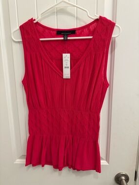 White House Black Market Azalea Pink Sleeveless Peplum Top
